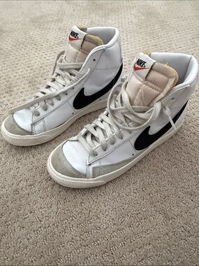 Nike blazer White High-Top Sneakers with Black Swoosh
